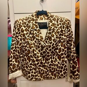 Vintage Burberry silk leopard print blazer